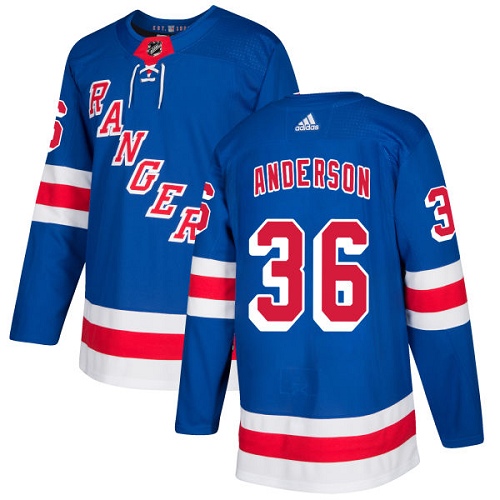 Adidas Men New York Rangers 36 Glenn Anderson Royal Blue Home Authentic Stitched NHL Jersey